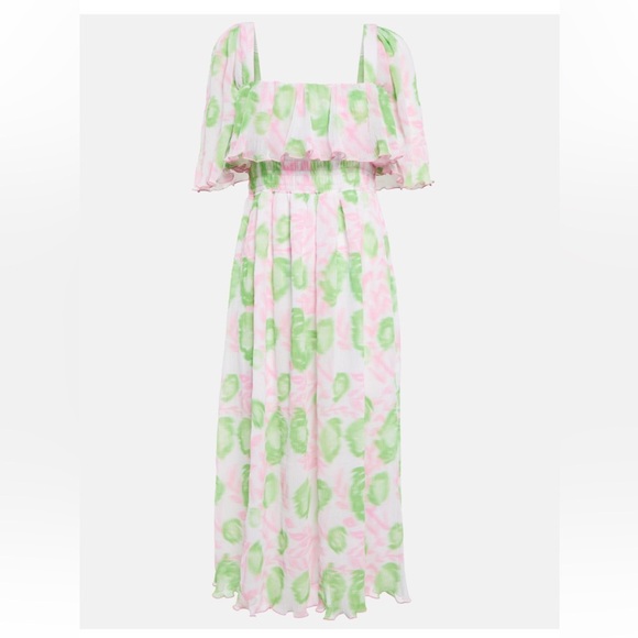 GANNI 2X Floral Smocked Midi Dress – NWT – Romantic Cottagecore Vibes soft girl - Picture 1 of 9
